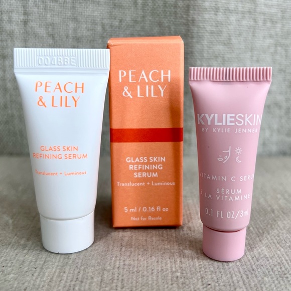 ❤️3 for $25❤️ PEACH & LILY Glass Skin & KYLIE SKIN Vitamin C serum mini duo - Picture 1 of 5